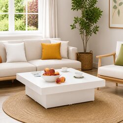 Coffee Table White 90x90x28cm Living Room Accent Centre Table Furniture