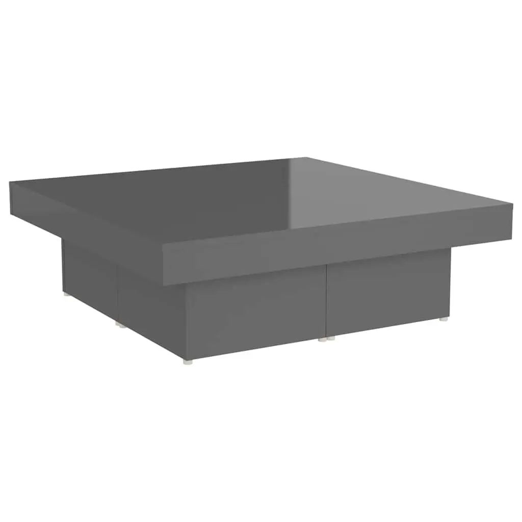 High Gloss Grey Coffee Table Modern Living Room Centre Table 90x90x28cm