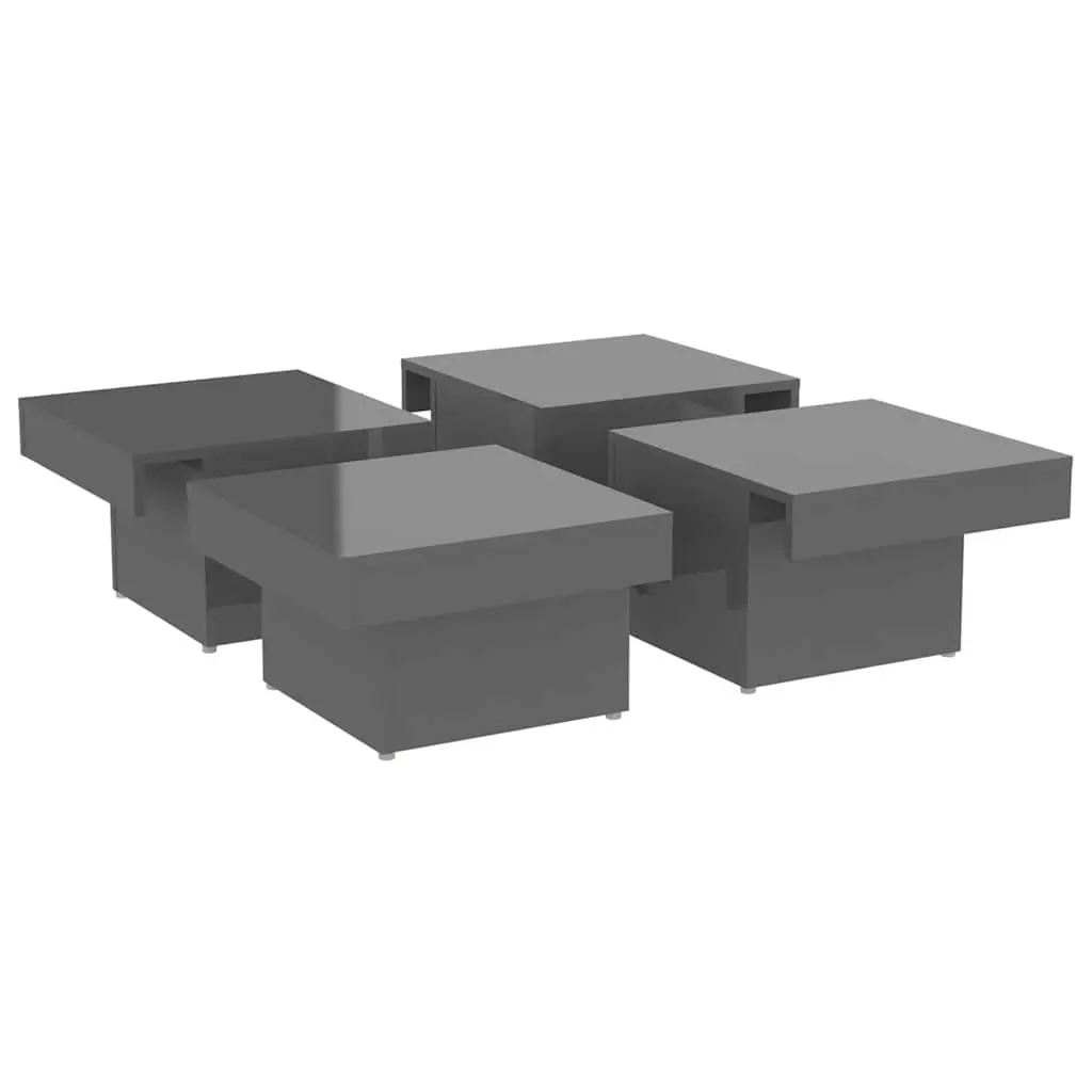 High Gloss Grey Coffee Table Modern Living Room Centre Table 90x90x28cm