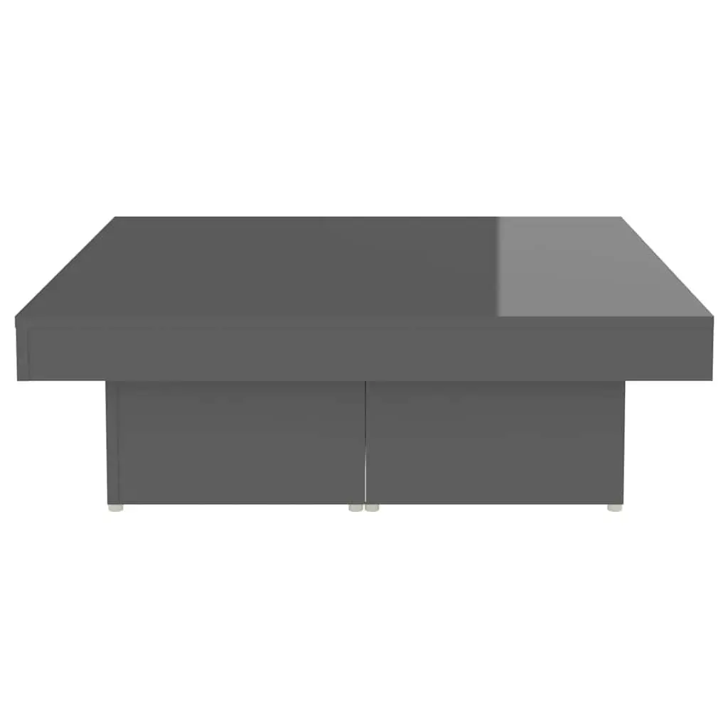 High Gloss Grey Coffee Table Modern Living Room Centre Table 90x90x28cm