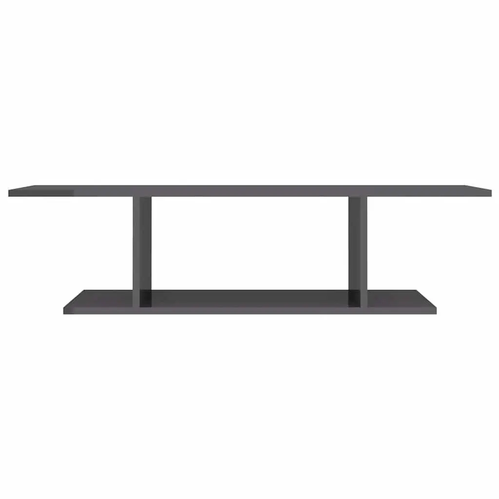 Wall Mounted TV Cabinet 103cm High Gloss Grey Contemporary Storage Unit