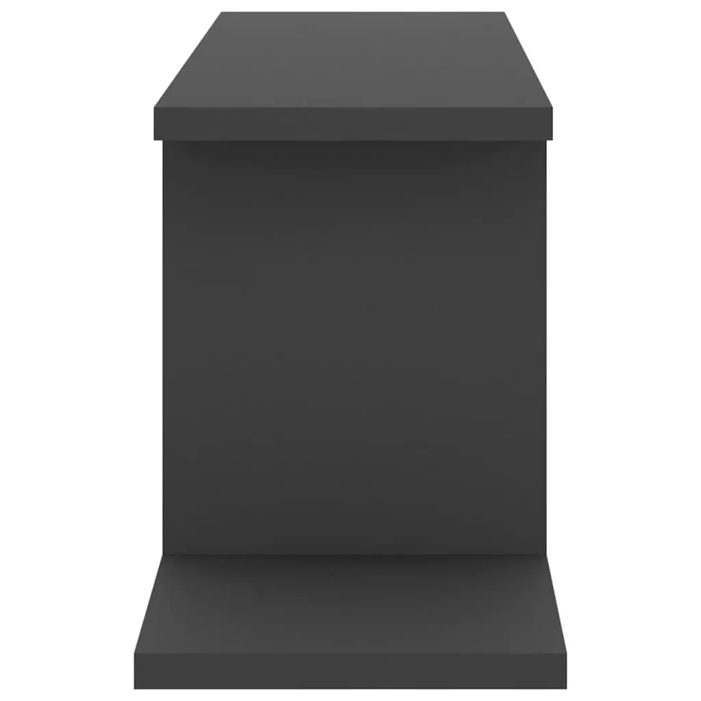 Wall-Mounted TV Shelf Grey Modern Floating Storage Asymmetrical Design Home