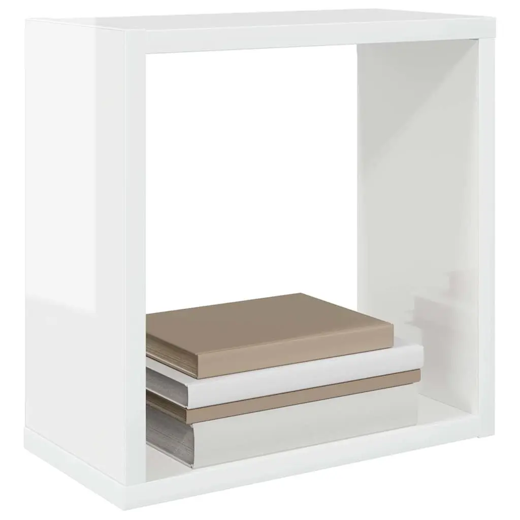Floating Cube Shelves White 30x15x30 cm Sturdy Wall-Mounted Storage Display Set of 2