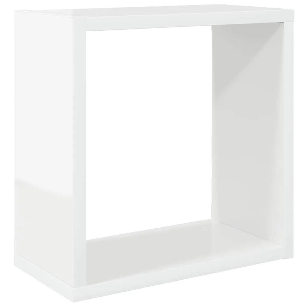 White Floating Cube Shelf Set 4 Pieces Modern Storage Organizer for Home Decor