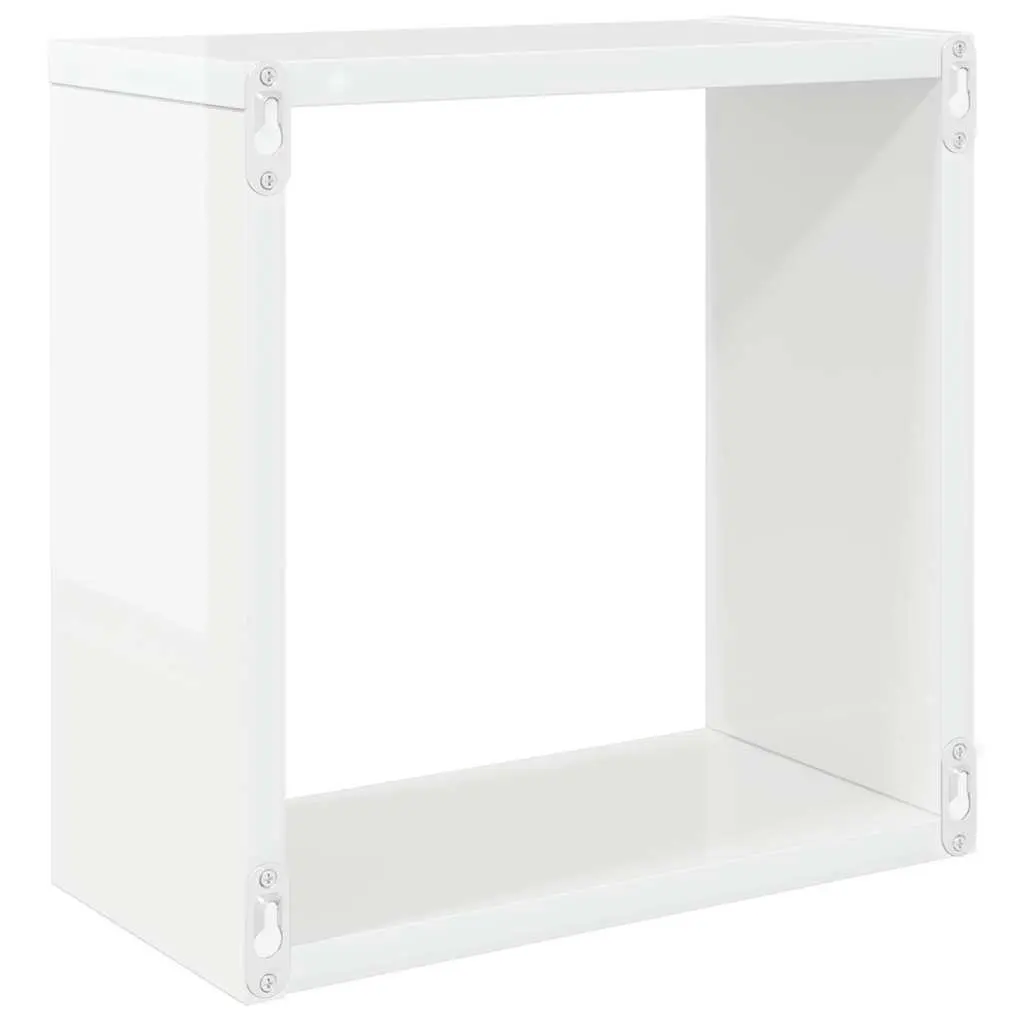 White Floating Cube Shelf Set 4 Pieces Modern Storage Organizer for Home Decor