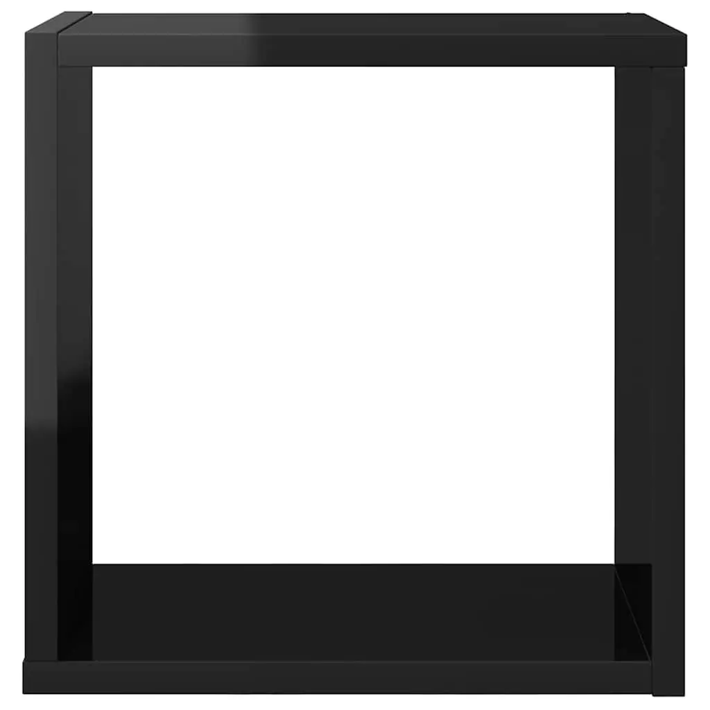 Wall Cube Shelves 30x15x30 cm High Gloss Black Floating Storage Display 2 pcs