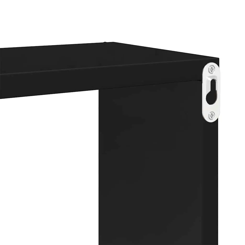 Wall Cube Shelves 30x15x30cm Black Floating Storage Display Set 4 Piece