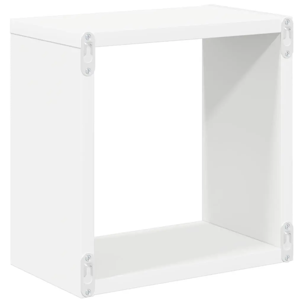 Floating Cube Shelf Organizer Set 4 Pieces White Wall Mounted Display Storage for Living Room and Bedroom