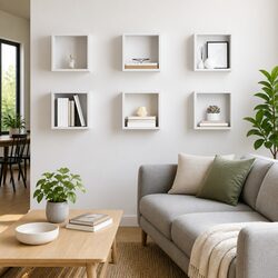 Transform Your Space with 6 White Floating Cube Shelves