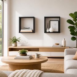 Wall Cube Shelves 2 pcs Grey Floating Storage Display Organizer Bedroom Living