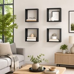 Enhance Your Space with Grey Cube Shelves Set of 4