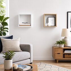 Enhance Your Home with White Floating Cube Shelves – Set of 2