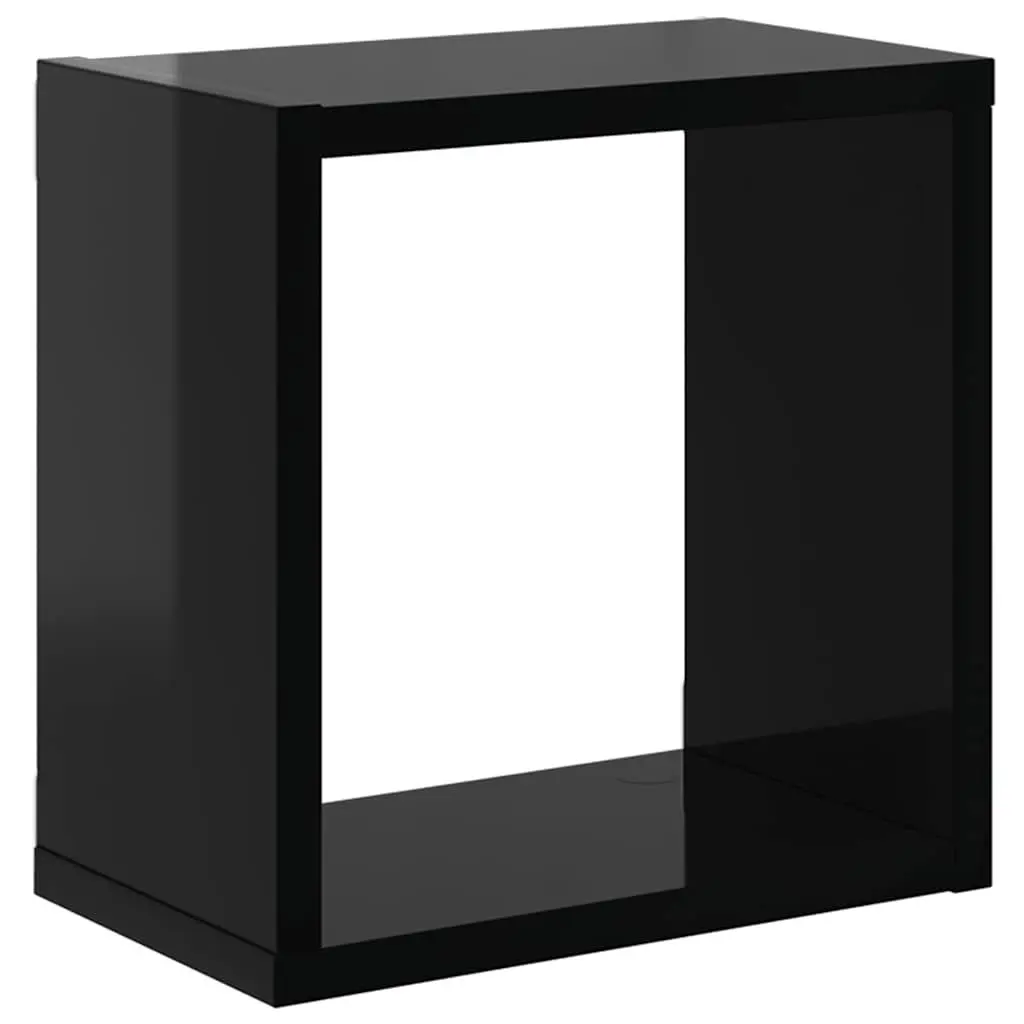 Wall Cube Shelves 2 Pcs Black Floating Storage Display for Bedroom Living Room