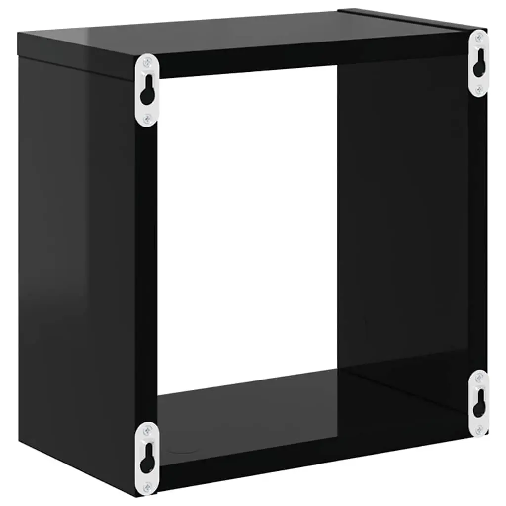 Wall Cube Shelves 2 Pcs Black Floating Storage Display for Bedroom Living Room