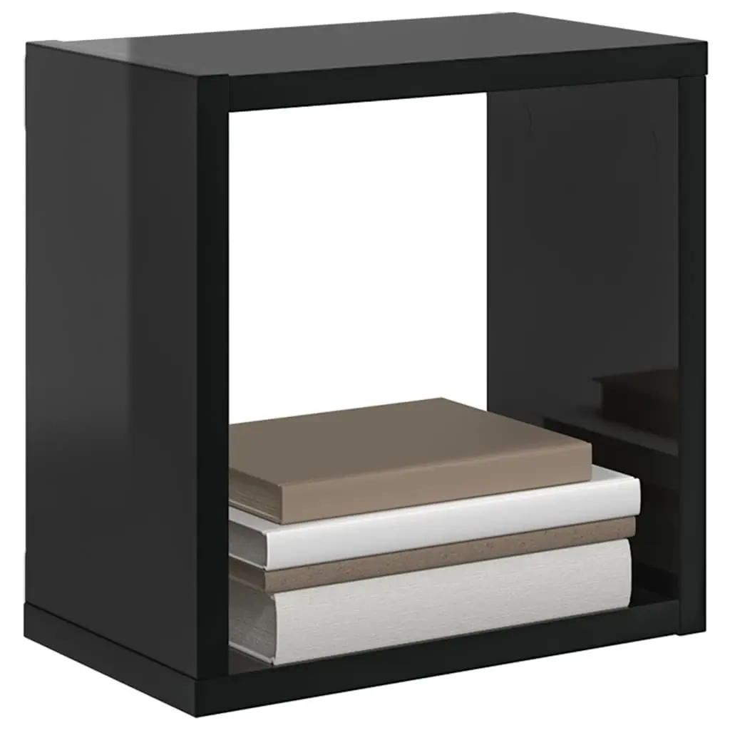 Wall Cube Shelves 2 Pcs Black Floating Storage Display for Bedroom Living Room