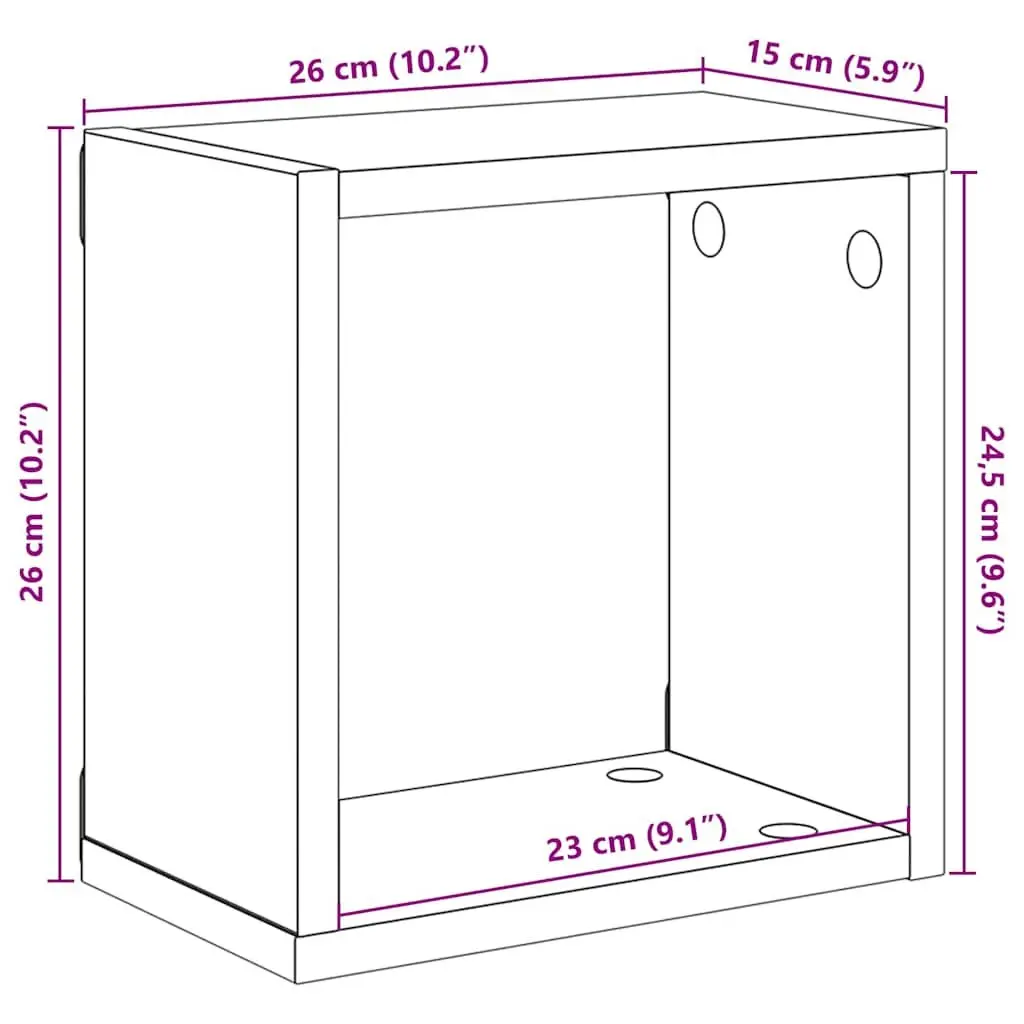 Wall Cube Shelves 26x15x26 cm Grey Floating Storage Display Organizer 2 Piece