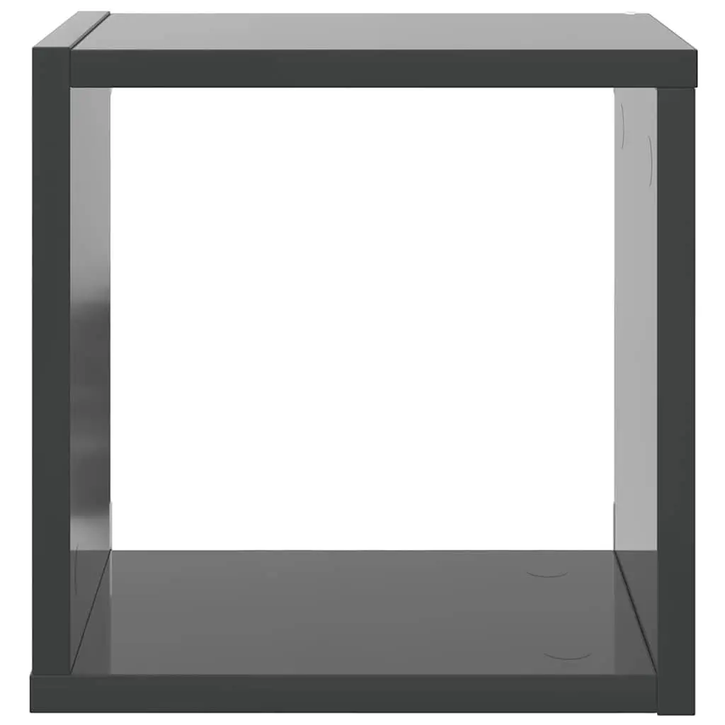 Wall Cube Shelves 26x15x26 cm Grey Floating Storage Display Organizer 2 Piece