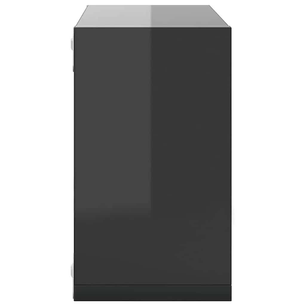 Wall Cube Shelves 26x15x26 cm Grey Floating Storage Display Organizer 2 Piece
