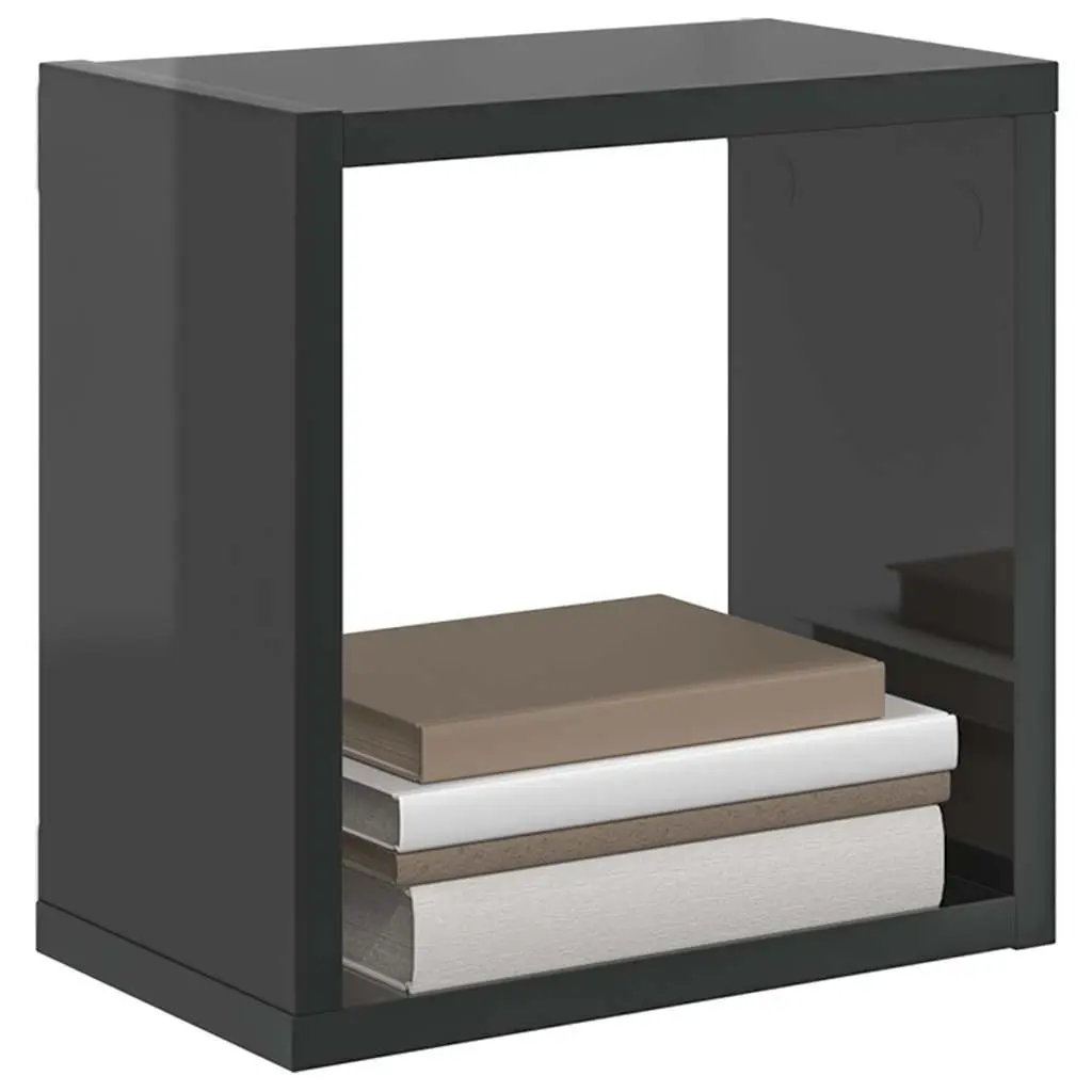 Wall Cube Shelves 26x15x26 cm Grey Floating Storage Display Organizer 2 Piece
