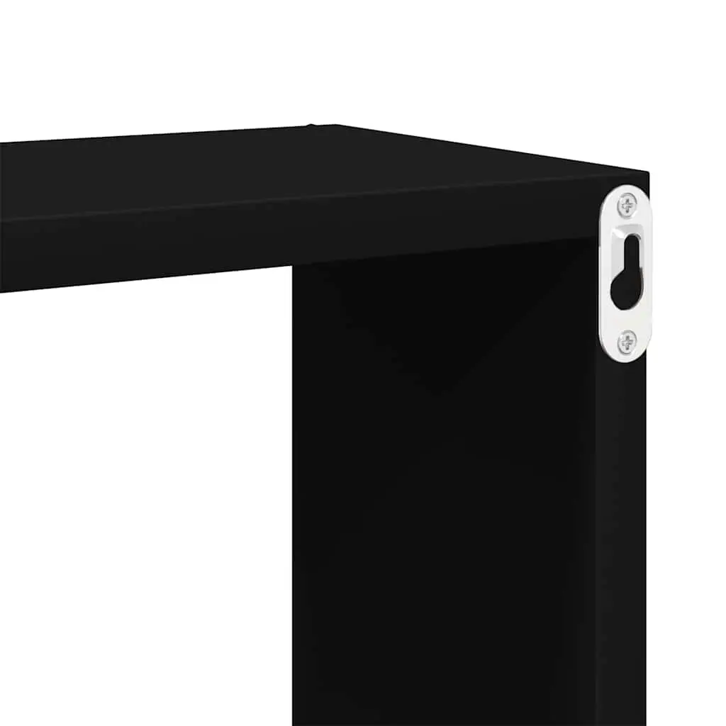 Wall Cube Shelves 4 Pieces Black Floating Storage Display