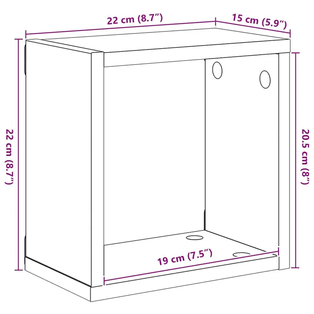 Wall Cube Shelves 6 Piece Brown Floating Storage Display Organizer
