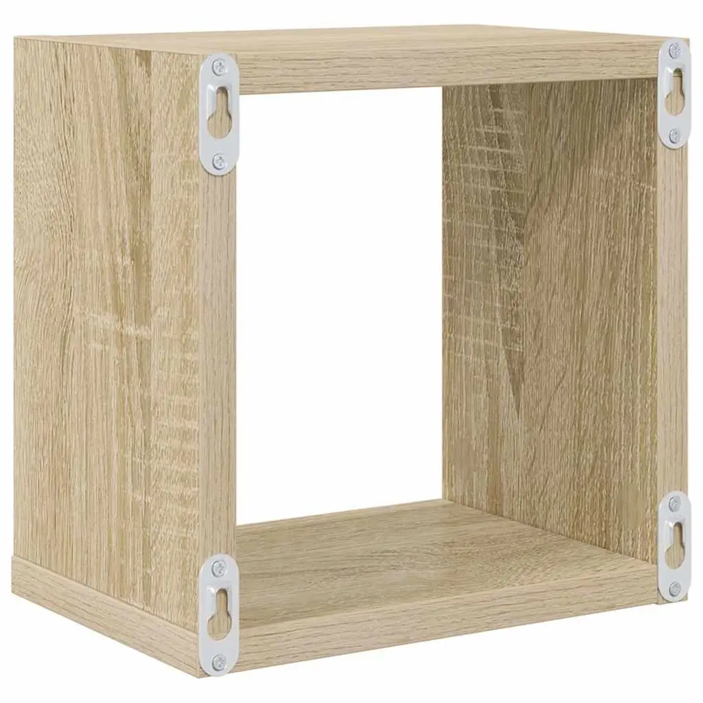 Wall Cube Shelves 6 Piece Brown Floating Storage Display Organizer