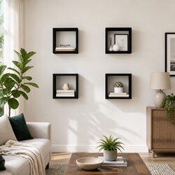 Enhance Your Space with 4 Pcs Black Floating Shelves