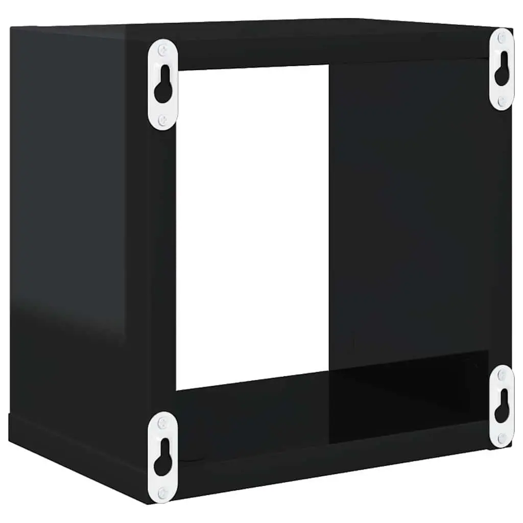 Wall Cube Shelves 6 Pieces Black Floating Storage Display Organiser
