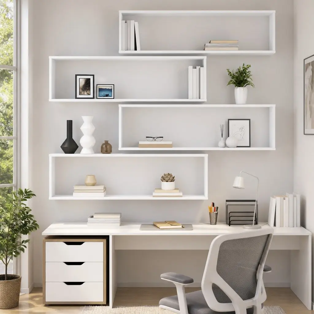 Wall Cube Shelves Set 4 pcs White Engineered Wood Display Storage Floating Shelving