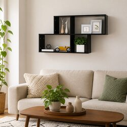 Wall Shelf Black Floating Display Storage Cube Organizer Living Room Bedroom