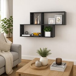 Wall Shelf Grey Floating Display Cube Storage Shelving Unit Home Decor