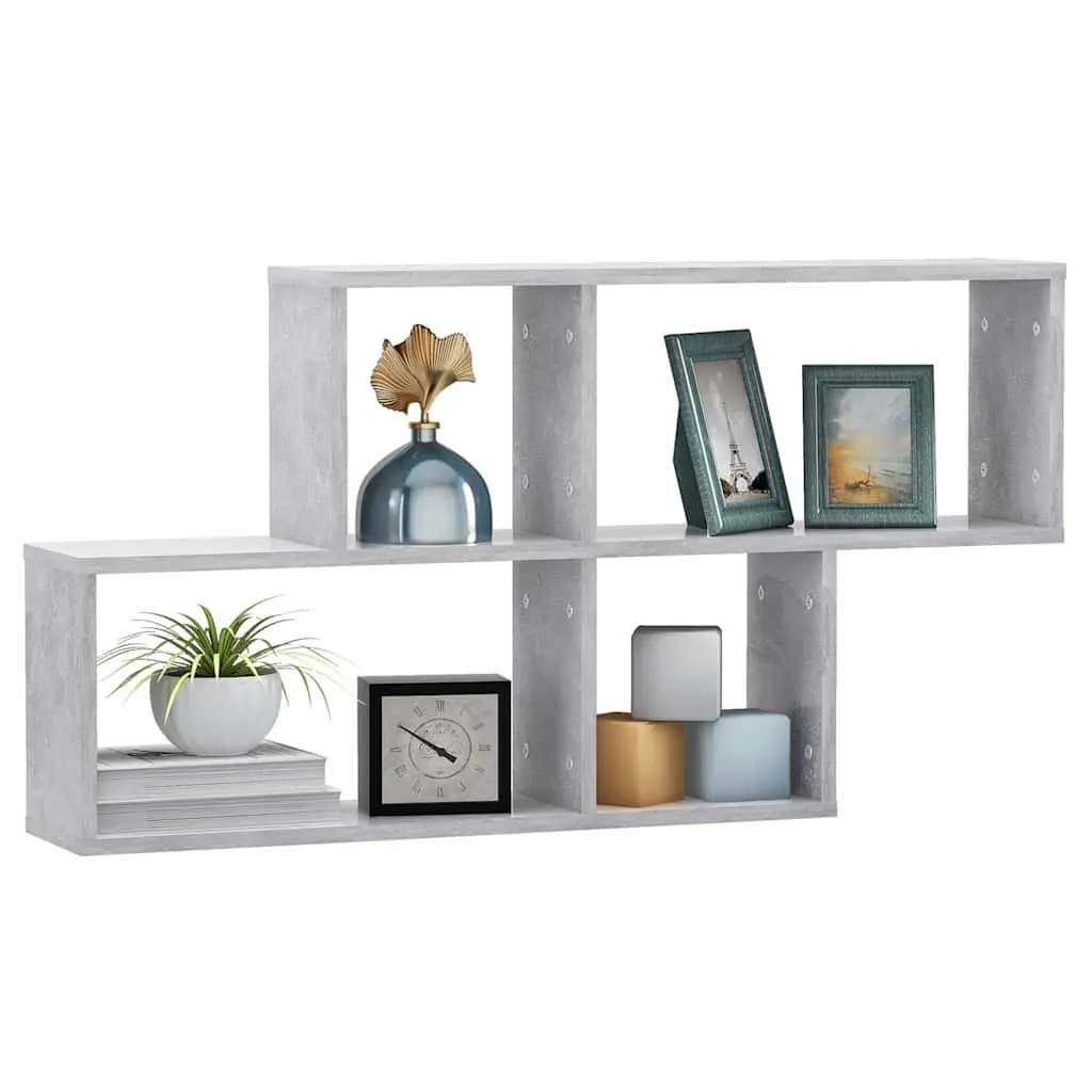 Wall Shelf 100x18x53cm Grey Concrete Engineered Wood Display Storage Organizer