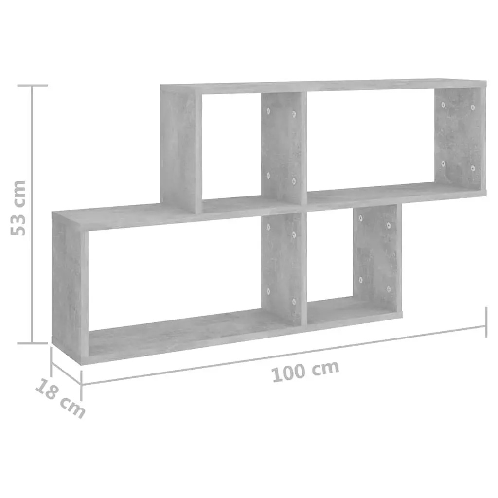 Wall Shelf 100x18x53cm Grey Concrete Engineered Wood Display Storage Organizer