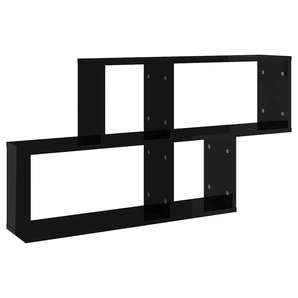Wall Shelf 100 x 18 x 53 cm Black High Gloss Floating Storage Display Unit