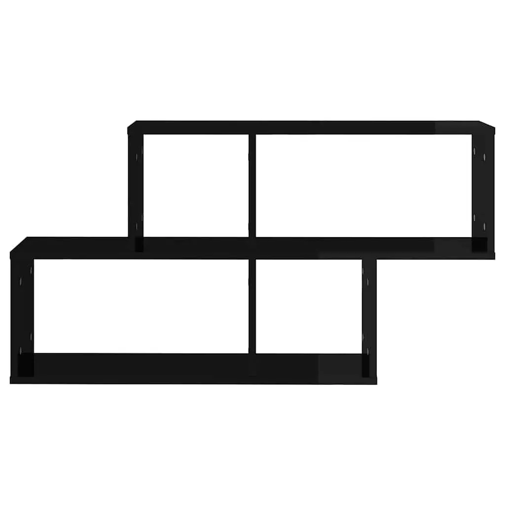 Wall Shelf 100 x 18 x 53 cm Black High Gloss Floating Storage Display Unit
