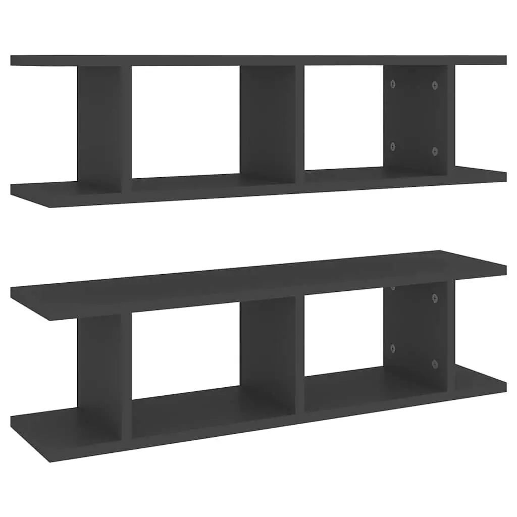 Wall Shelves 2 Piece Grey Floating Cube Shelf Sturdy Storage Display Home Decor