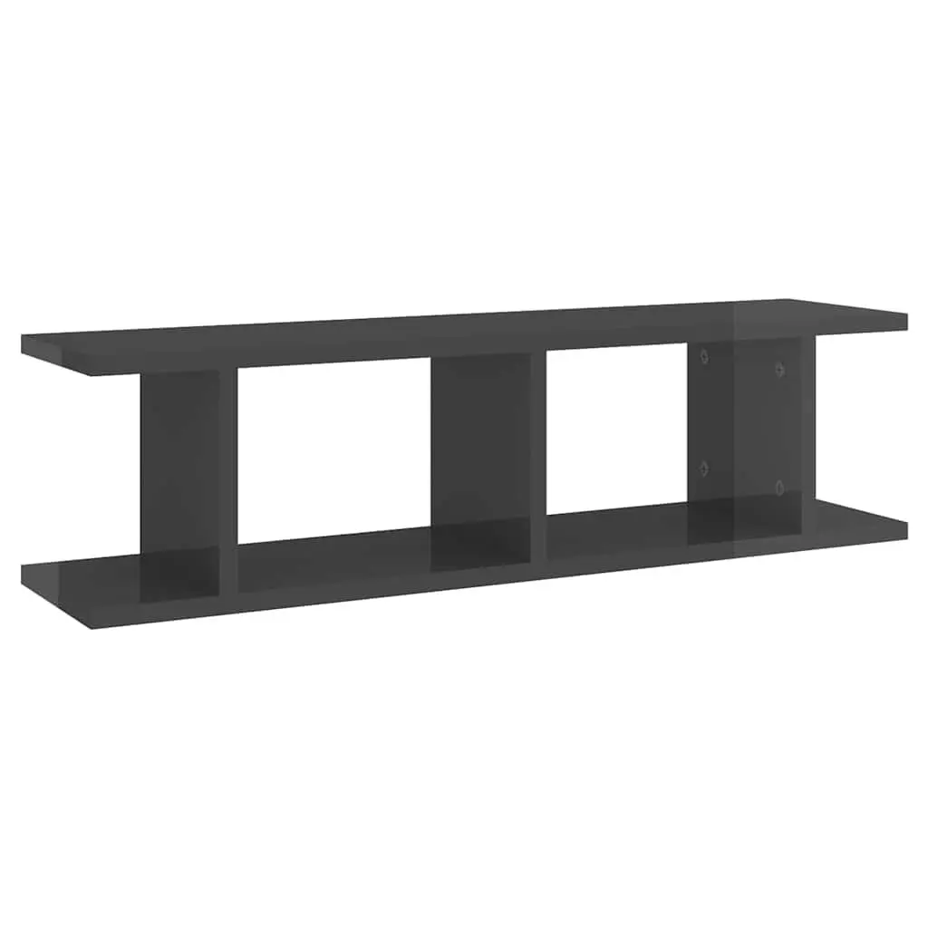 Floating Wall Shelves 2 Pcs Grey Sturdy Invisible Mounting System for Bedroom Living Room Decor