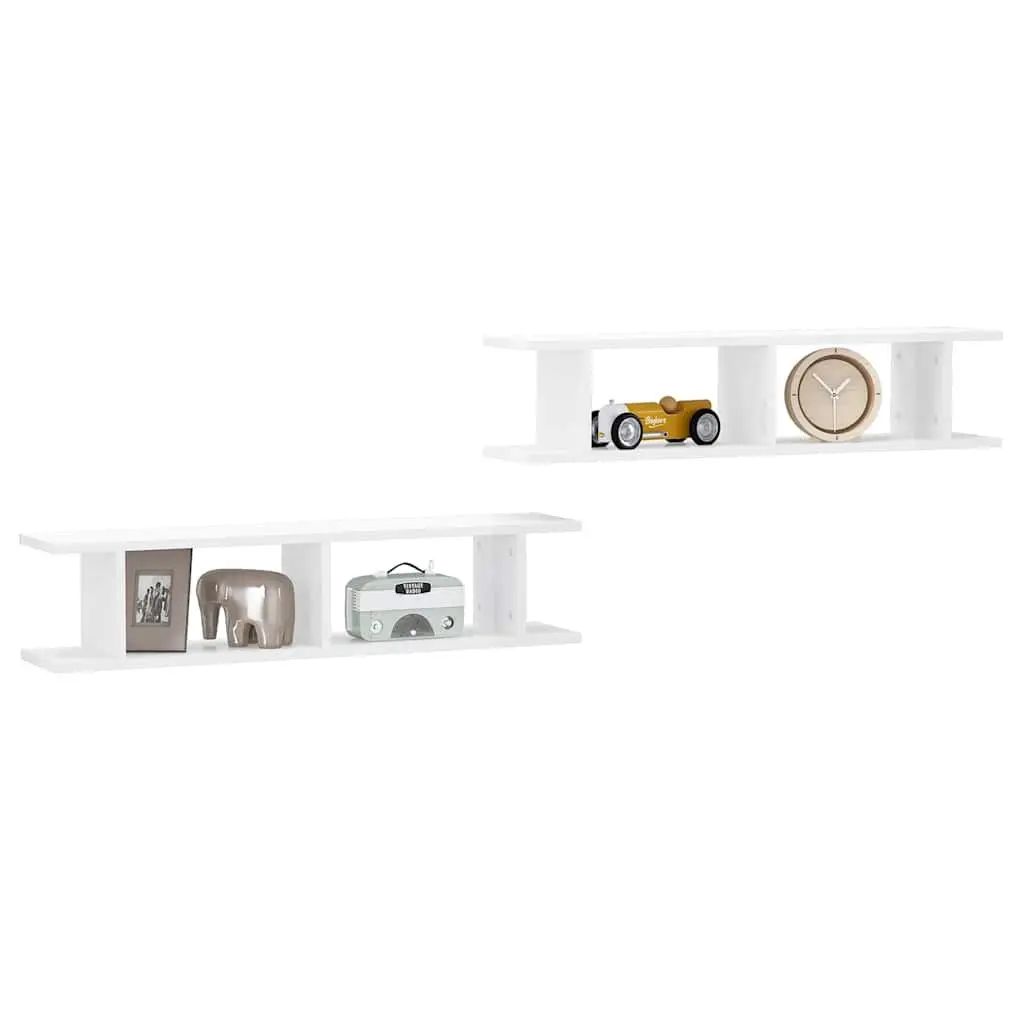 Wall Shelves 2 pcs High Gloss White Floating Cube Storage Display Shelving Unit