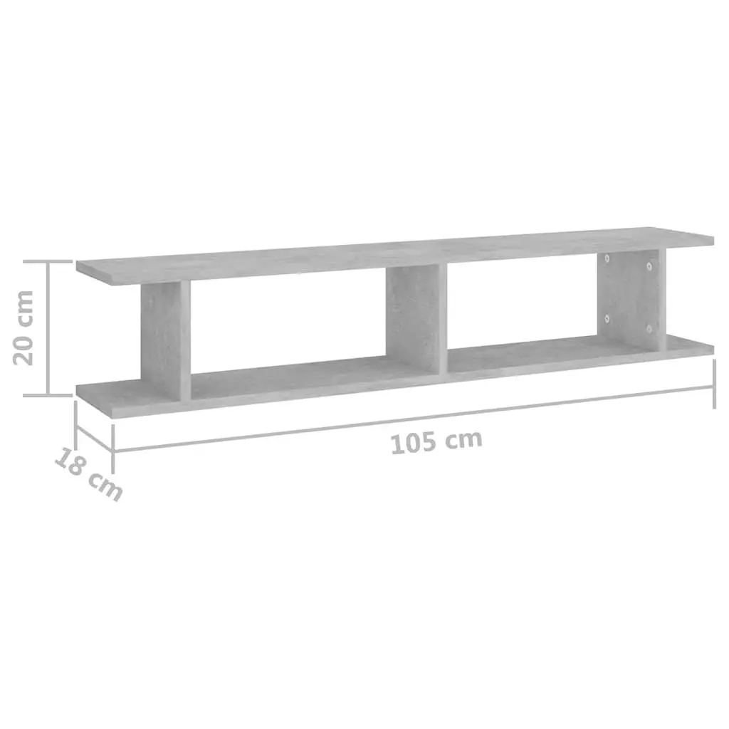 Wall Shelves 2 pcs Grey Cube Display Floating Storage Invisible Mounting System