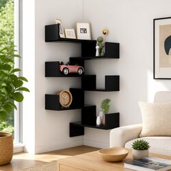 Elevate Your Living Space with 2 Black Corner Shelves