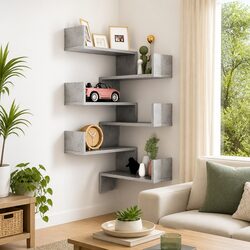Grey Corner Shelves - 2 Piece Set for Stylish Storage