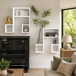 Enhance Your Space with White Music Note Wall Shelves 50x15x50 cm Set of 2