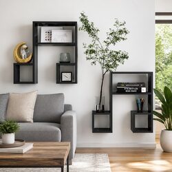 Upgrade Your Space with Grey Music Note Wall Shelves (2 pcs)