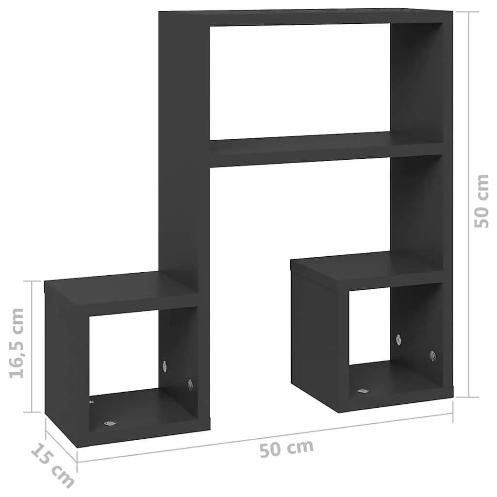 Wall Shelves 2 pcs Grey Music Note Design Bedroom Living Room Display Storage