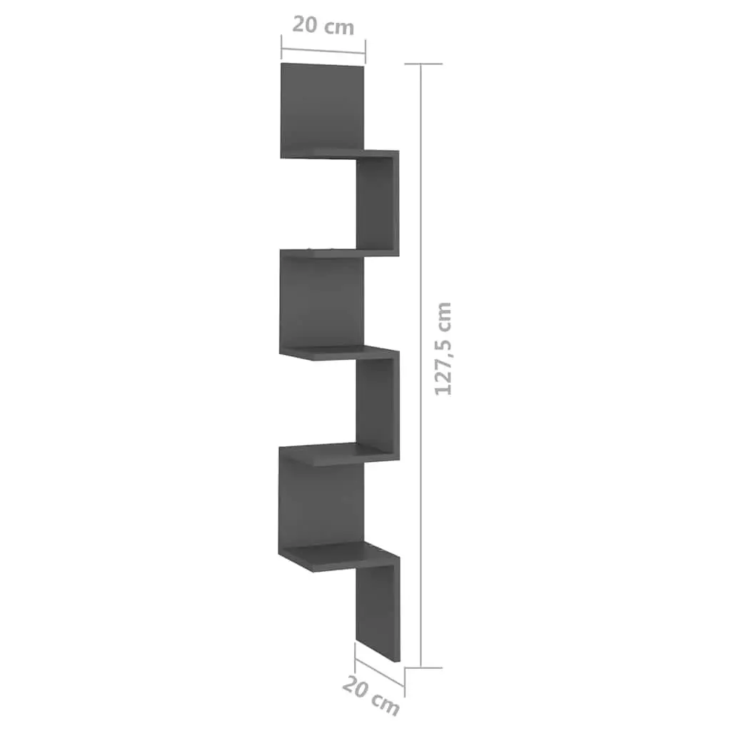 Wall Corner Shelf Grey Sturdy Storage Display Unit for Living Room Bedroom Kitchen