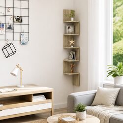 Enhance Your Space with This Brown Corner Shelf