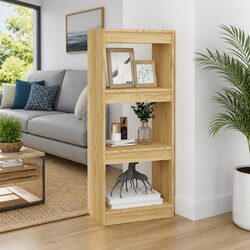 Solid Pinewood Book Cabinet Room Divider Storage Shelf 40x30x103.5cm Brown