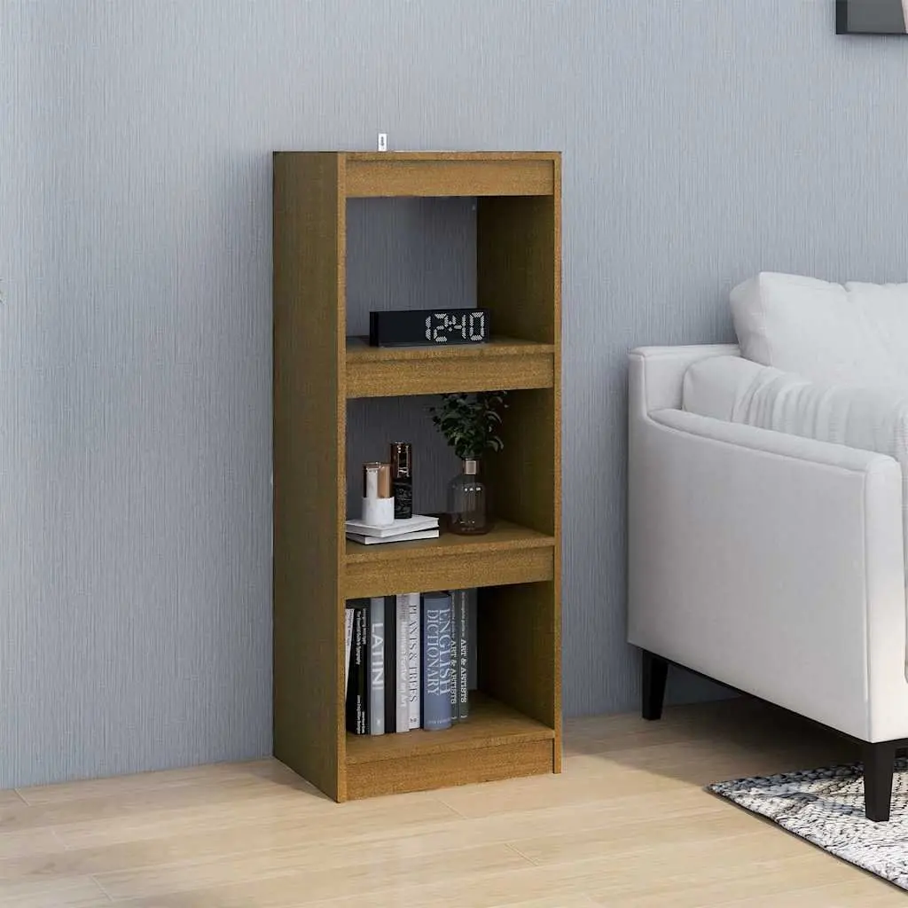 Book Cabinet 40x30x103.5cm Brown Pinewood 3 Compartments Room Divider Storage