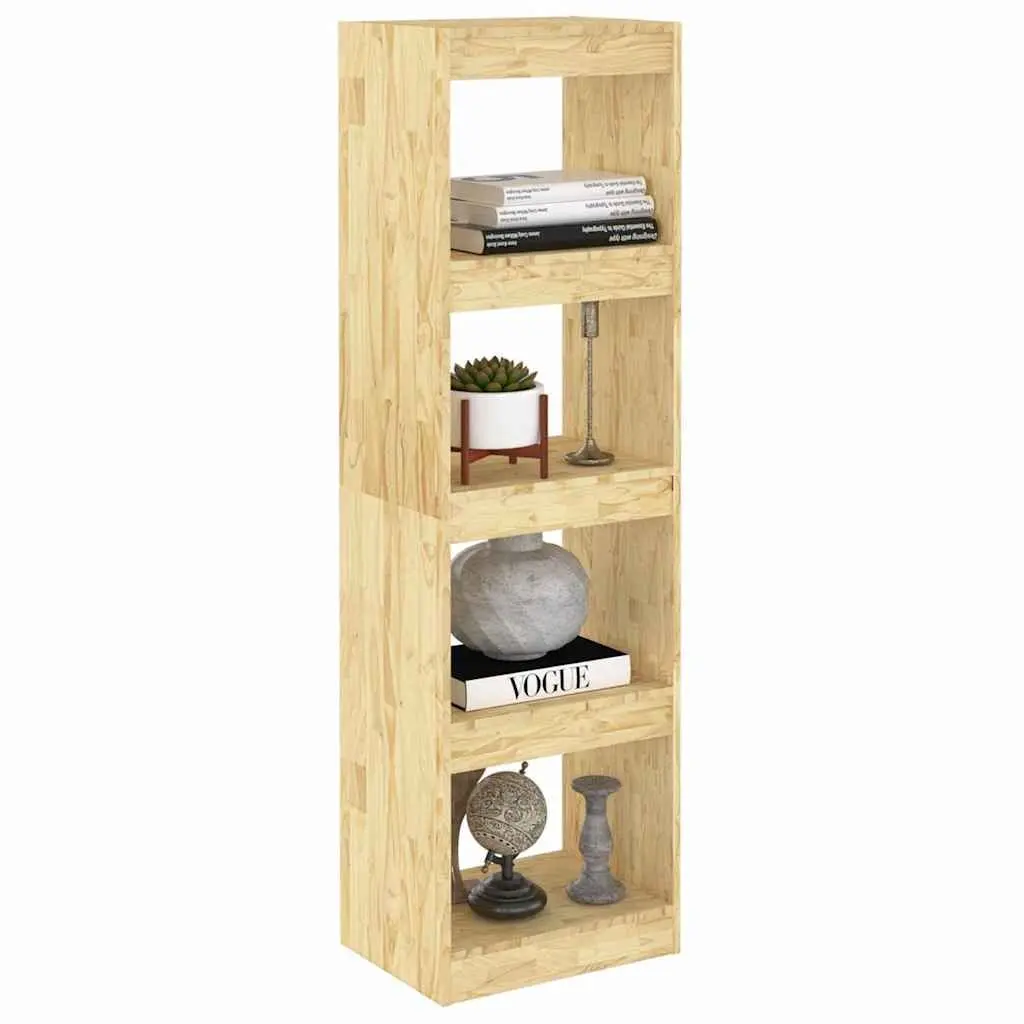 Wooden Room Divider Bookcase Organizer Storage Unit 4 Compartments Brown Pinewood