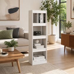 Functional White Book Cabinet Room Divider 40x30x135.5 cm